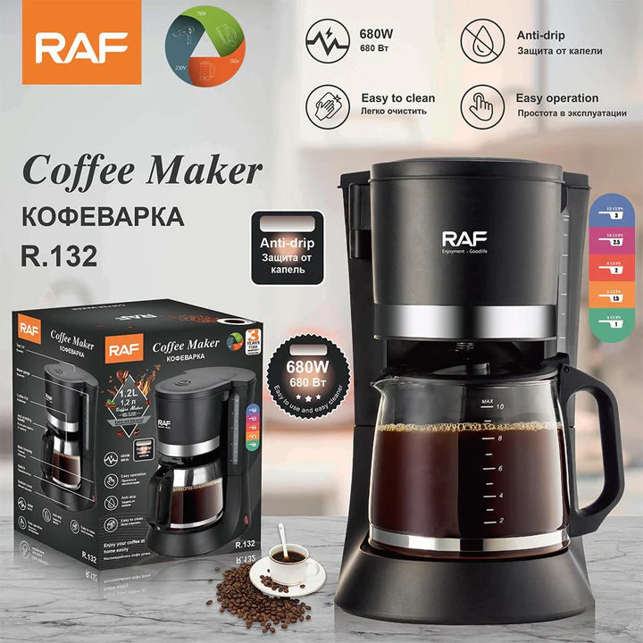 1.2 Liters Filter Coffee Machine 600 Watt Instant Coffee Machine, Suitable for Instant Coffee, Espresso, Macchiato Coffee, Anti Boil Protection, Anti drip Function