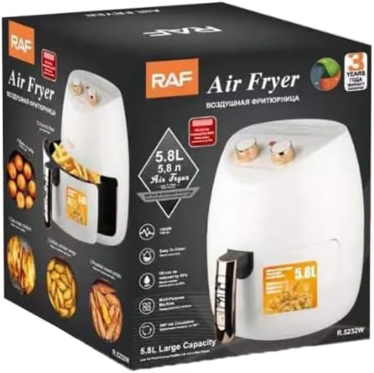 RAF Air Fryer Oven, 6 Quart/5.8 Liter Air Fryer with 1500 Watt Electric Air Frying Toaster Oven for Baking, Roasting, Dehydrating, Auto Shutoff, Non-stick and Dishwasher Safe Basket