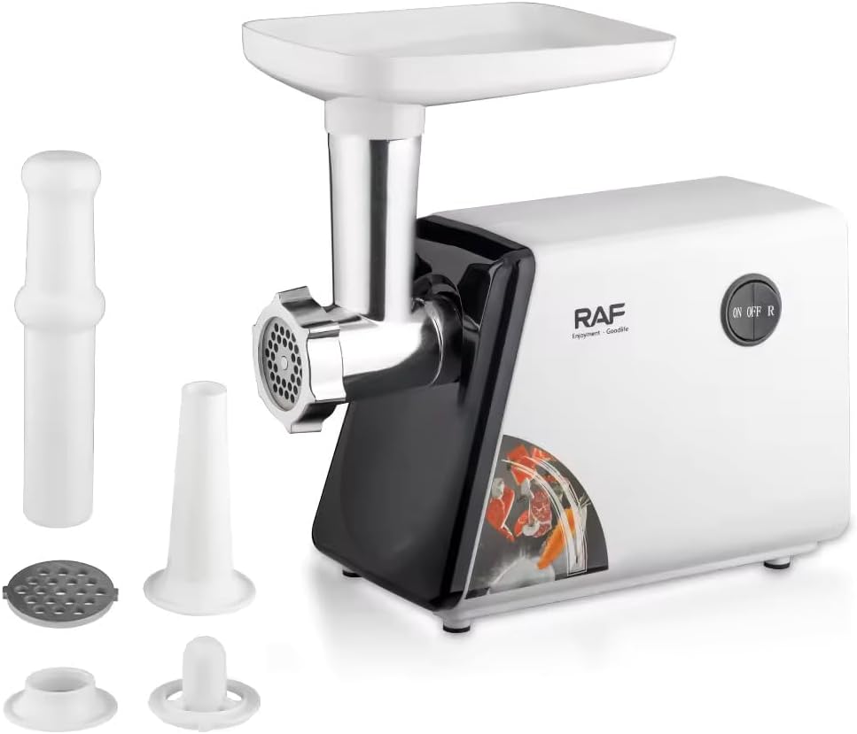 RAF Electric Meat Grinder, Sausage Stuffer Maker 2500W Food Grinder with Blade & Plates, Sausage Stuffer Tubes & Kubbe Kit, Stainless Steel Heavy Duty Meat Mincer Machine for Home Kitchen Use
