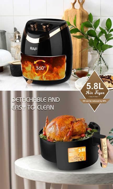 RAF Air Fryer Oven, 6 Quart/5.8 Liter Air Fryer with 1500 Watt Electric Air Frying Toaster Oven for Baking, Roasting, Dehydrating, Auto Shutoff, Non-stick and Dishwasher Safe Basket