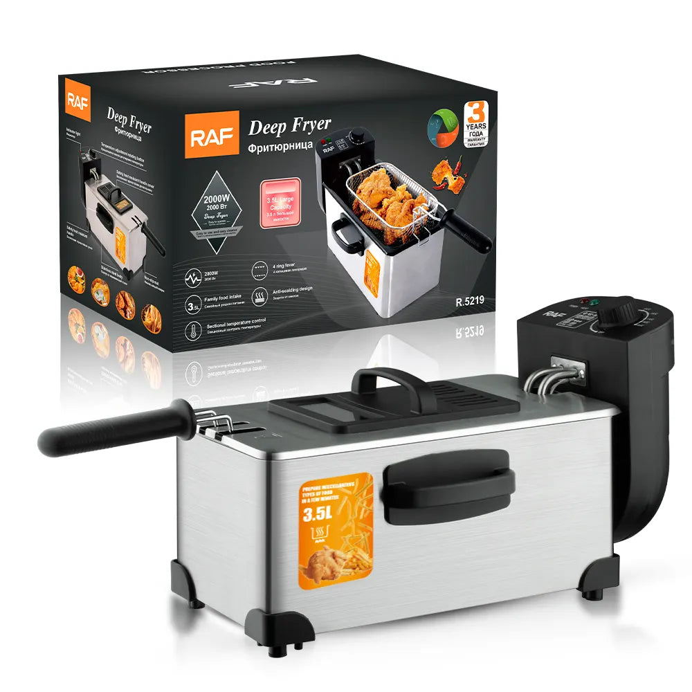 Electric Deep Fryer 3.5 Liter Capacity, 2000 Watt Lid with Viewing Window, Silver R95299