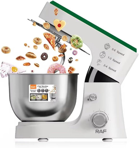 Multi-Function Stand Mixer, 4 Liter, Yellow with Dough Hook, Flat Beater, Mixing Bowl  (Green) 110 Volt