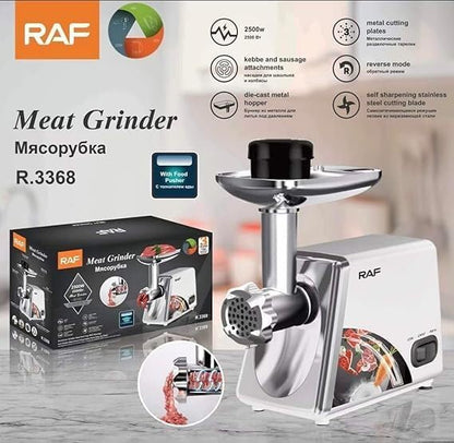 RAF Electric Meat Grinder, Sausage Stuffer Maker 2500W Food Grinder with Blade & Plates, Sausage Stuffer Tubes & Kubbe Kit, Stainless Steel Heavy Duty Meat Mincer Machine for Home Kitchen Use
