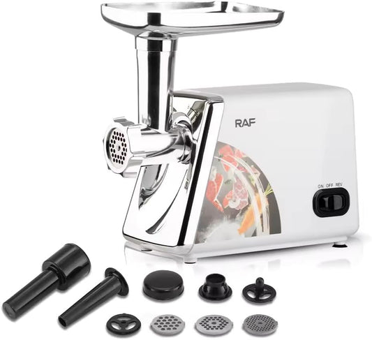 RAF Electric Meat Grinder, Sausage Stuffer Maker 2500W Food Grinder with Blade & Plates, Sausage Stuffer Tubes & Kubbe Kit, Stainless Steel Heavy Duty Meat Mincer Machine for Home Kitchen Use