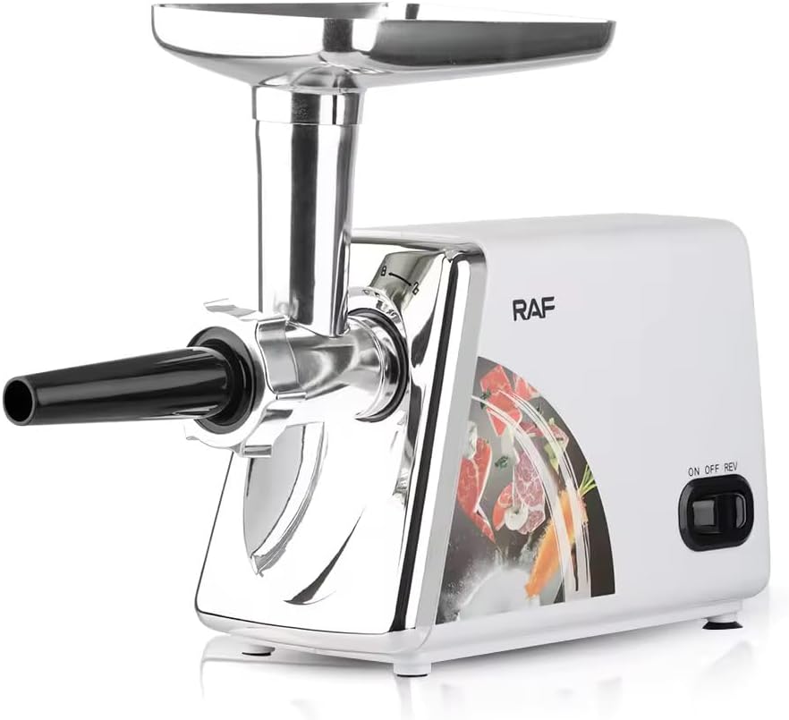 RAF Electric Meat Grinder, Sausage Stuffer Maker 2500W Food Grinder with Blade & Plates, Sausage Stuffer Tubes & Kubbe Kit, Stainless Steel Heavy Duty Meat Mincer Machine for Home Kitchen Use