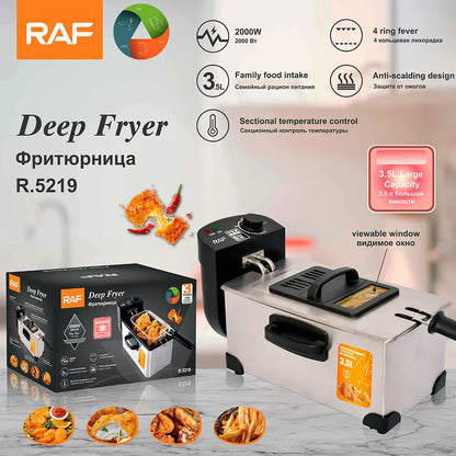Electric Deep Fryer 3.5 Liter Capacity, 2000 Watt Lid with Viewing Window, Silver R95299